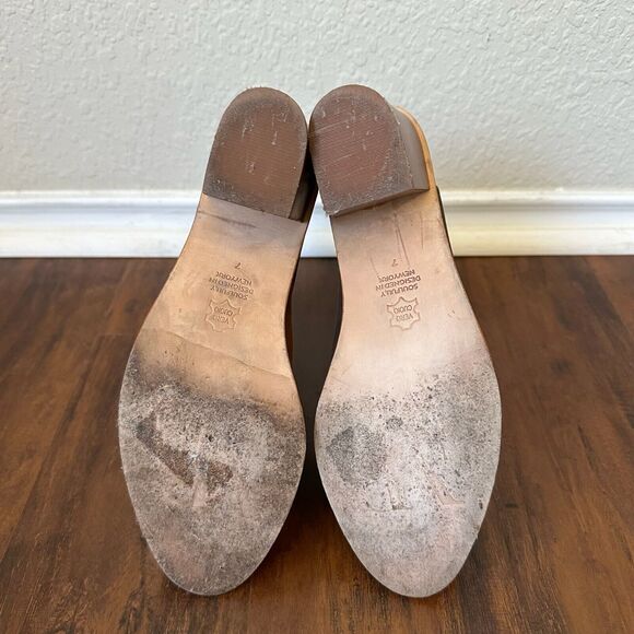 MATT BERNSON Peep Toe Open Heel Ankle Strap Booties Espresso Nubuck Leather - Picture 7 of 9